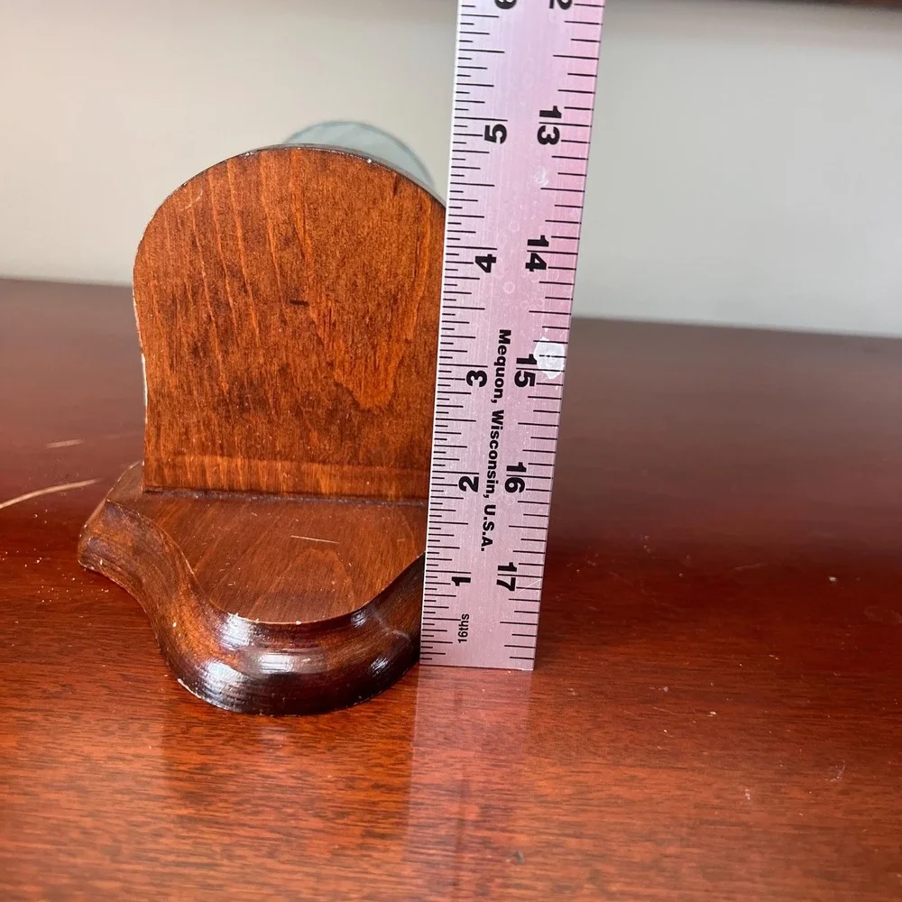 Vtg Wooden heart Wall Sconce Blue Glass Hurricane Shade Farmhouse Candle Holder
